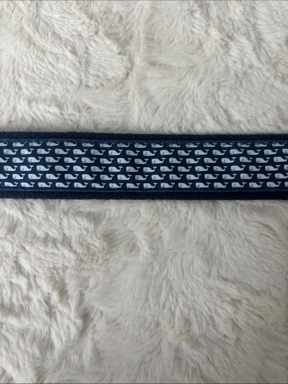 Vineyard Vines Navy Woven Belt with Brown Leather and Gold Buckle(A249)